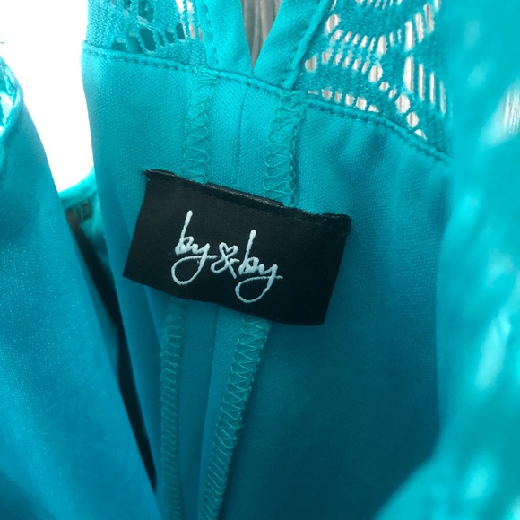 By & By Teal Shift Halter Lace Dress Size Large - Picture 5 of 6